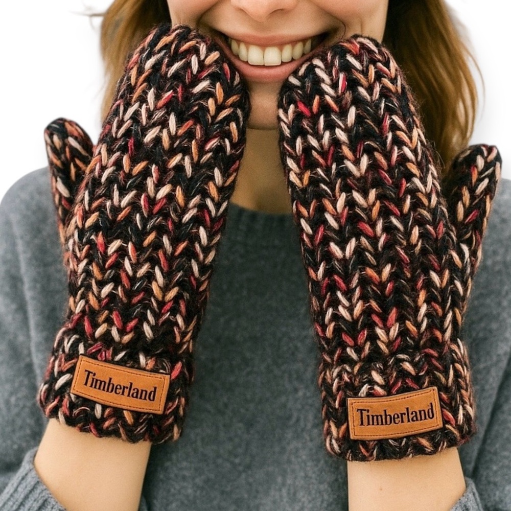 Timberland Boho Chunky Knit Mittens Multicolor Alpaca Blend NWT